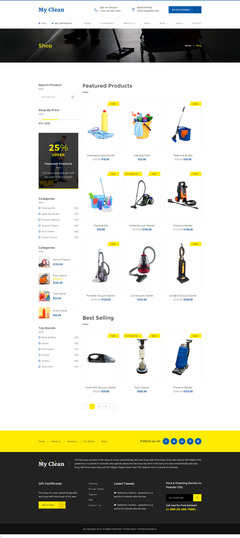 HTML5保洁家政服务公司网站模板带产品商城html模板 - MyClean